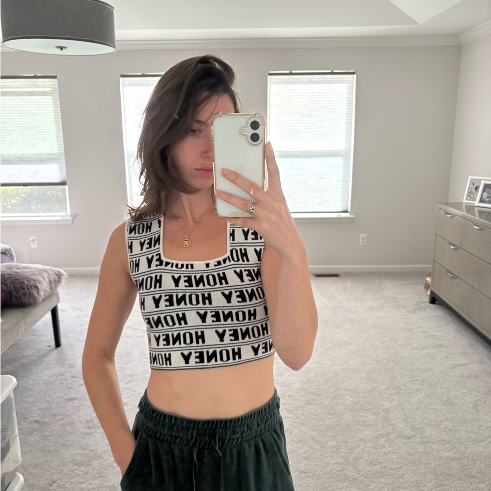 Urban Outfitters Black and White Honey Crop Top